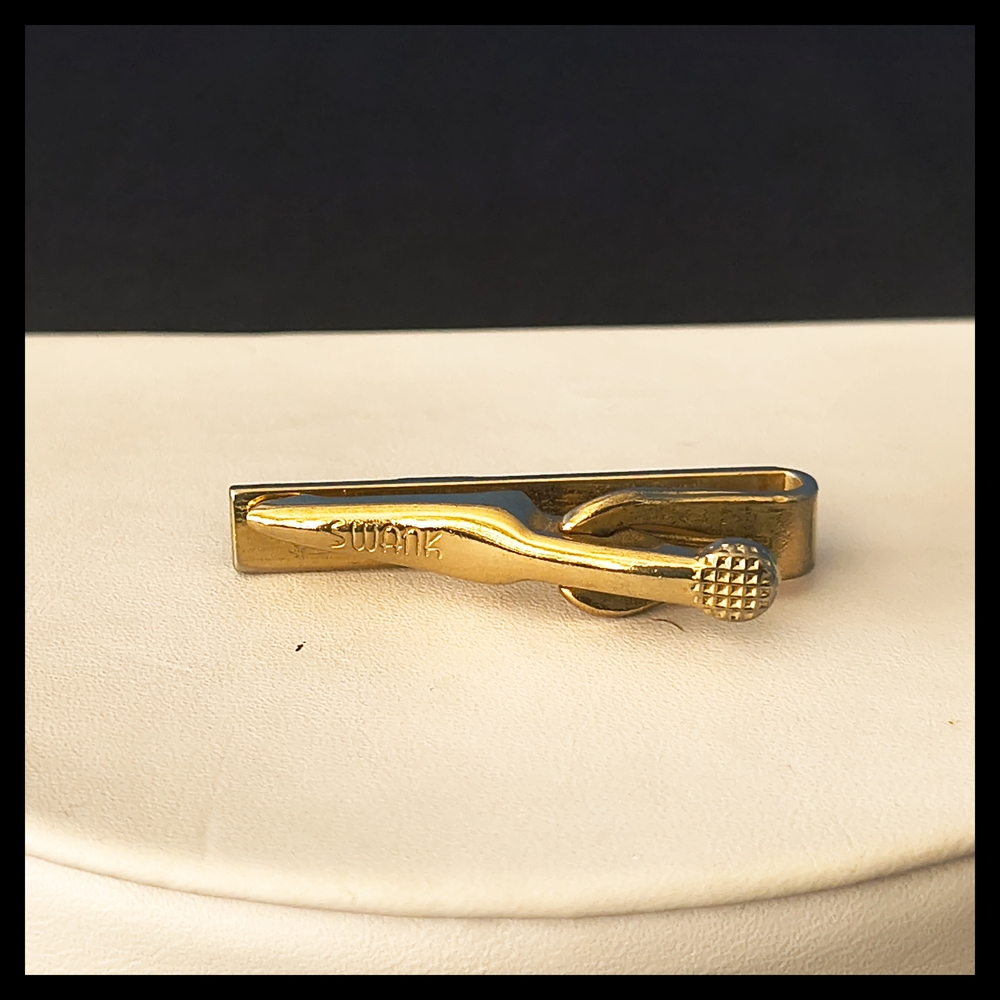 ✨ Vtg. Swank Gold Tone Tie Clip with Textured Accent Detail